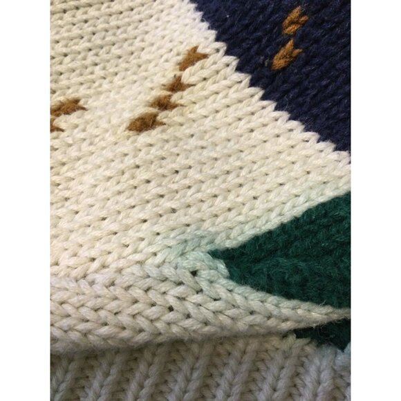 Vintage St Johns Bay Checkerboard Knit Grandpa Sweater Cable Knit Mens L - Picture 14 of 14